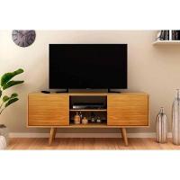 Rack Bancada P/ Tv Até 50 Pol R1464 C/ Nicho E Pés 136cm Amêndoa - Tecno Mobili - 1