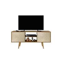 Rack Bancada P/ Tv Até 50 Pol R1464 C/ Nicho E Pés 136cm Amêndoa - Tecno Mobili - 3
