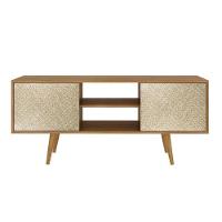 Rack Bancada P/ Tv Até 50 Pol R1464 C/ Nicho E Pés 136cm Amêndoa - Tecno Mobili - 4