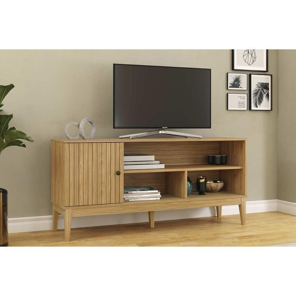 Rack Bancada P/ Tv Até 55 Pol Mb 1056 C/ 1 Porta 136cm Mel - Movelbento - 1