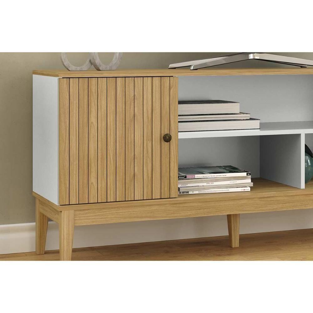 Rack Bancada P/ Tv Até 55 Pol Mb 1056 C/ 1 Porta 136cm Mel - Movelbento - 5