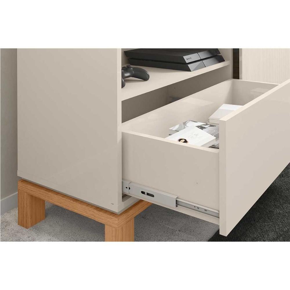 Rack Bancada P/ Tv Até 55 Pol Mondrian 1.5 C/ 1 Porta E 1 Gaveta 150cm Off White Mr/freijo - Caemmun - 6