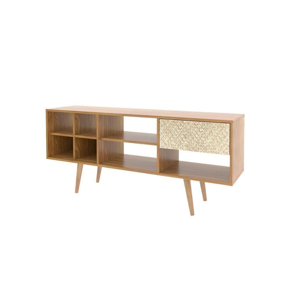 Rack Bancada P/ Tv Até 50 Pol R1462 C/ 1 Gaveta E 7 Nichos 136cm Amêndoa - Tecno Mobili - 2