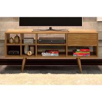 Rack Bancada P/ Tv Até 50 Pol R1462 C/ 1 Gaveta E 7 Nichos 136cm Amêndoa - Tecno Mobili - 1
