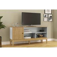 Rack Bancada P/ Tv Até 55 Pol Mb 1056 C/ 1 Porta 136cm Mel/off White - Movelbento - 1