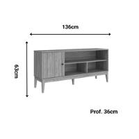 Rack Bancada P/ Tv Até 55 Pol Mb 1056 C/ 1 Porta 136cm Mel/off White - Movelbento - 2