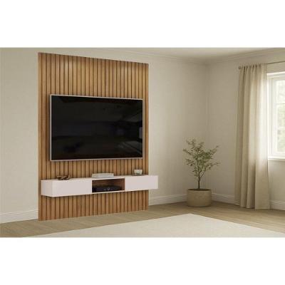 Rack Bancada C/ Painel P/ Tv Trento 183x240cm Freijo/off White - Dj Móveis