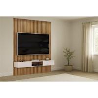 Rack Bancada C/ Painel P/ Tv Trento 183x240cm Freijo/off White - Dj Móveis - 1