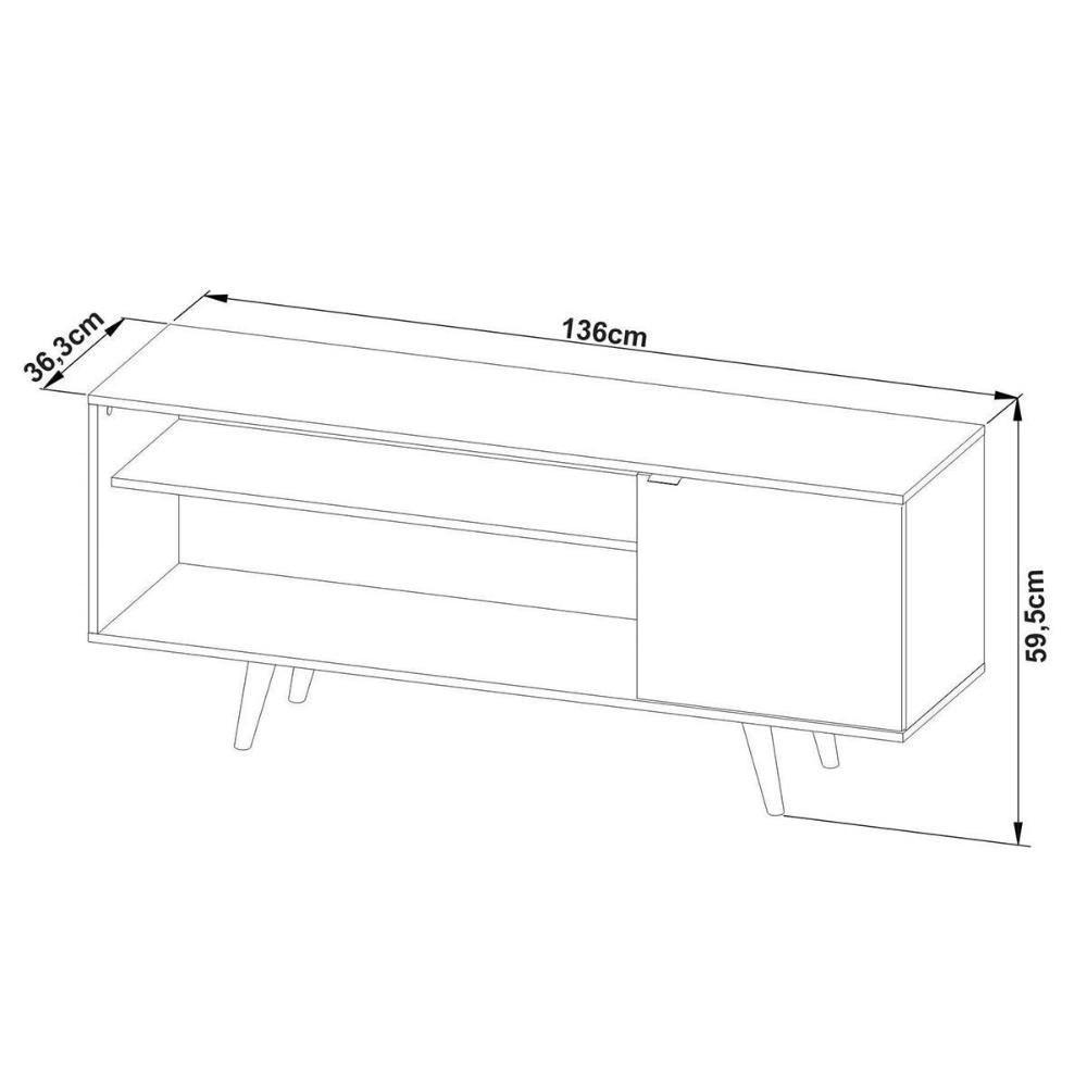 Rack Bancada P/ Tv Até 50 Pol R1486 C/ 1 Porta E 2 Nichos136cm Amêndoa - Tecno Mobili - 2