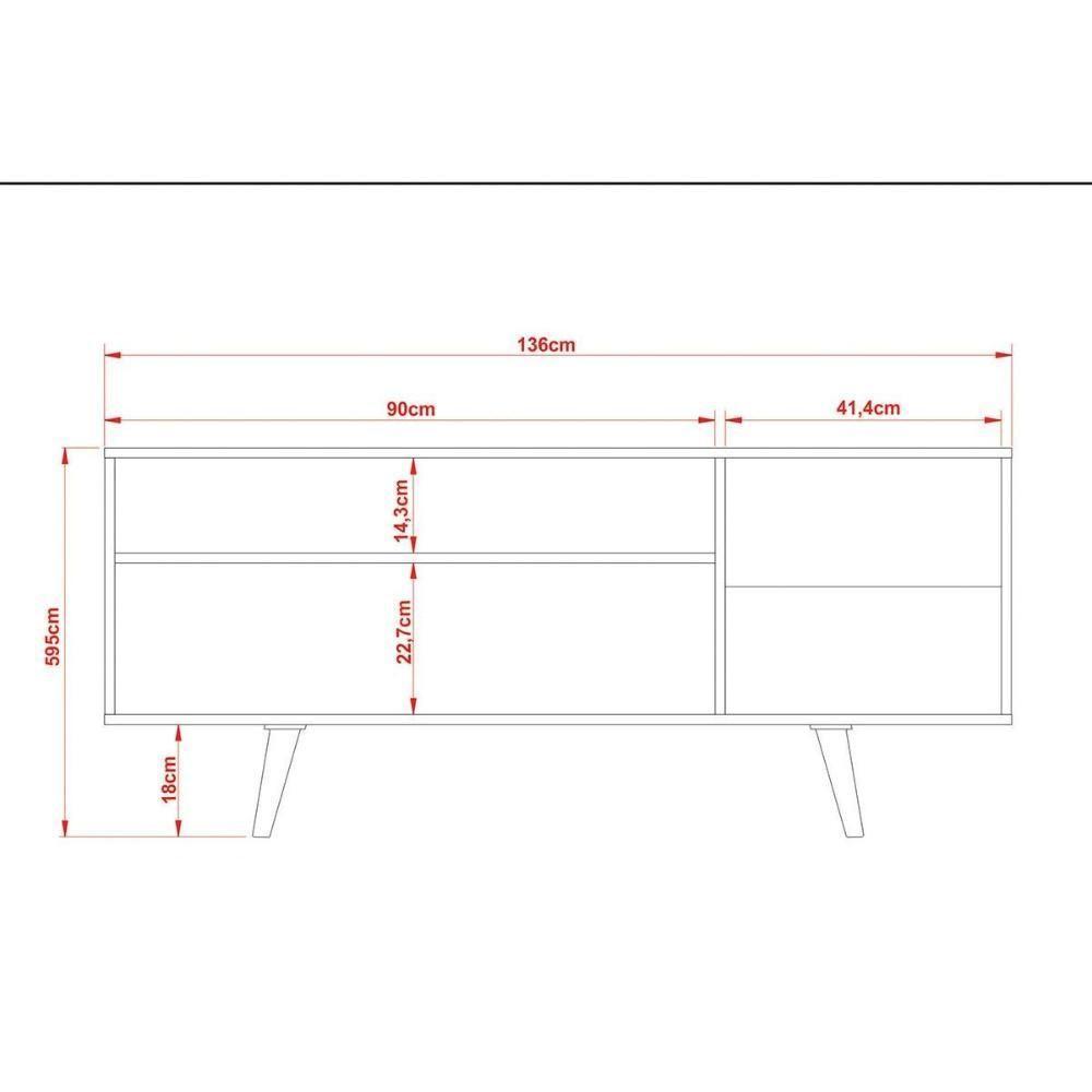 Rack Bancada P/ Tv Até 50 Pol R1486 C/ 1 Porta E 2 Nichos136cm Amêndoa - Tecno Mobili - 3