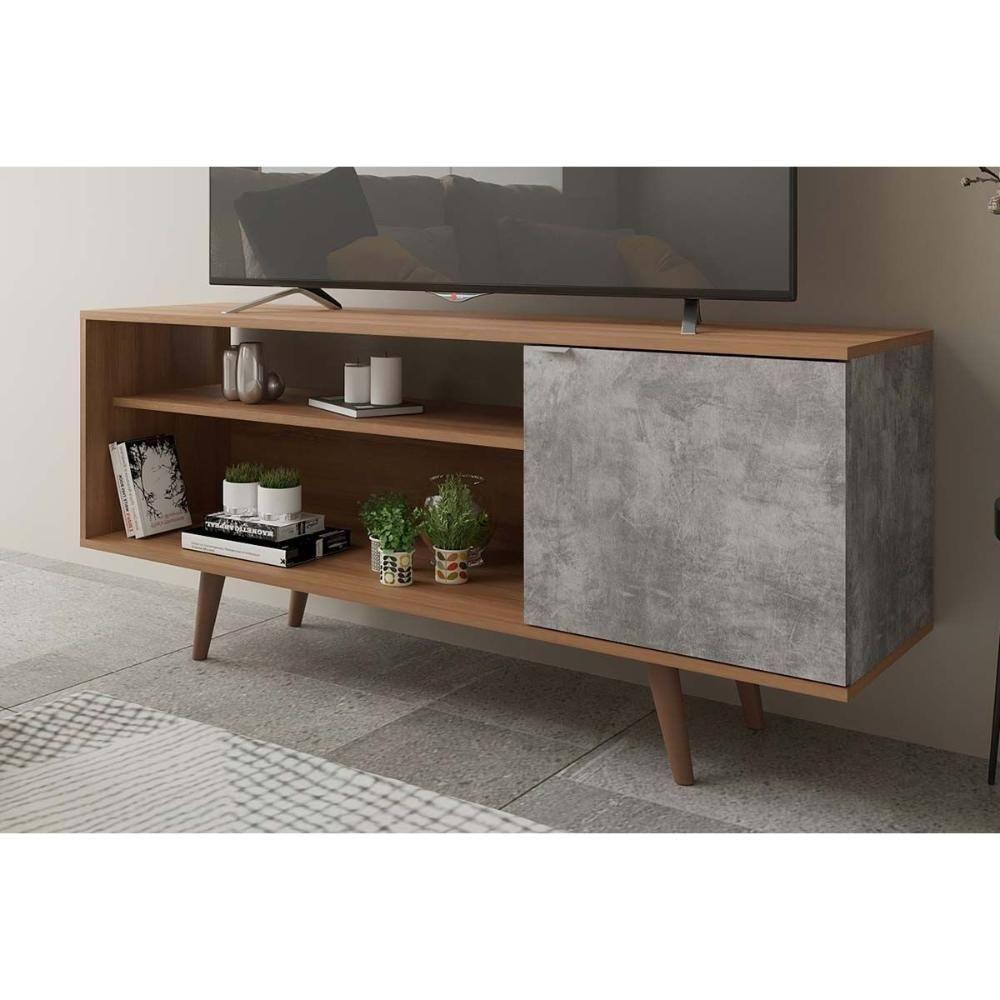 Rack Bancada P/ Tv Até 50 Pol R1486 C/ 1 Porta E 2 Nichos136cm Amêndoa - Tecno Mobili - 6