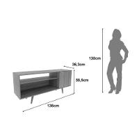 Rack Bancada P/ Tv Até 50 Pol R1486 C/ 1 Porta E 2 Nichos136cm Amêndoa - Tecno Mobili