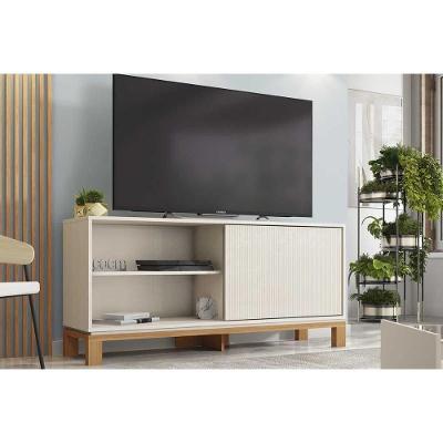 Rack Bancada P/ Tv Até 45 Pol Mondrian 1.36 C/ 1 Porta E 2 Nichos 136cm Off White Mr/freijo - Caemmun