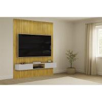 Rack Bancada C/ Painel P/ Tv Trento 183x240cm Cedro/bali - Dj Móveis - 1