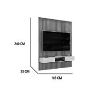 Rack Bancada C/ Painel P/ Tv Trento 183x240cm Cedro/bali - Dj Móveis - 2