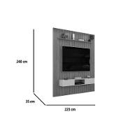 Rack Bancada C/ Painel P/ Tv Trento 230x240cm Cedro/bali - Dj Móveis - 2