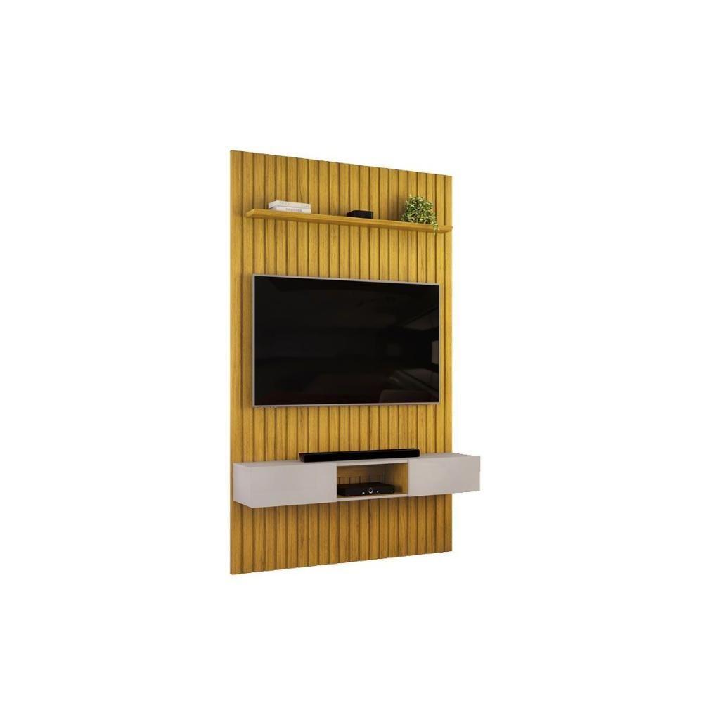 Rack Bancada C/ Painel P/ Tv Trento 143x240cm Freijo/off White - Dj Móveis - 4