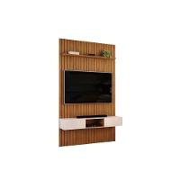 Rack Bancada C/ Painel P/ Tv Trento 143x240cm Freijo/off White - Dj Móveis - 3