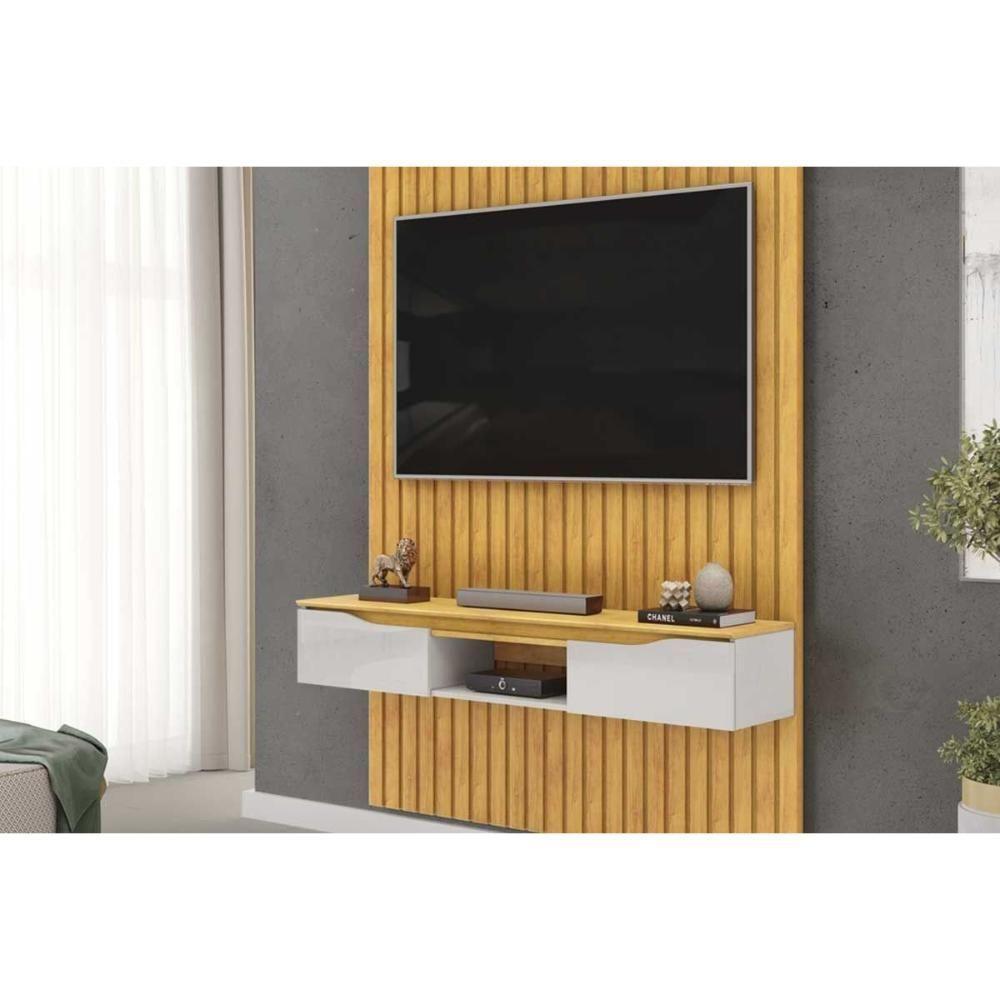 Rack Bancada C/ Painel P/ Tv Isac143x240cm Bali/cedro - Dj Móveis - 4