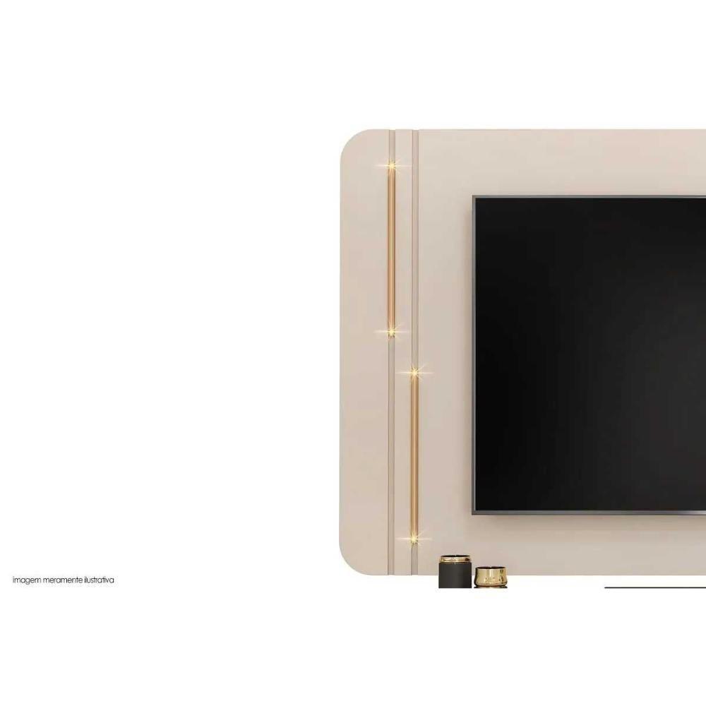 Rack Bancada C/ Painel P/ Tv Até 75 Pol Ariana 3 Portas 241x57cm Off White - Dj Móveis - 7