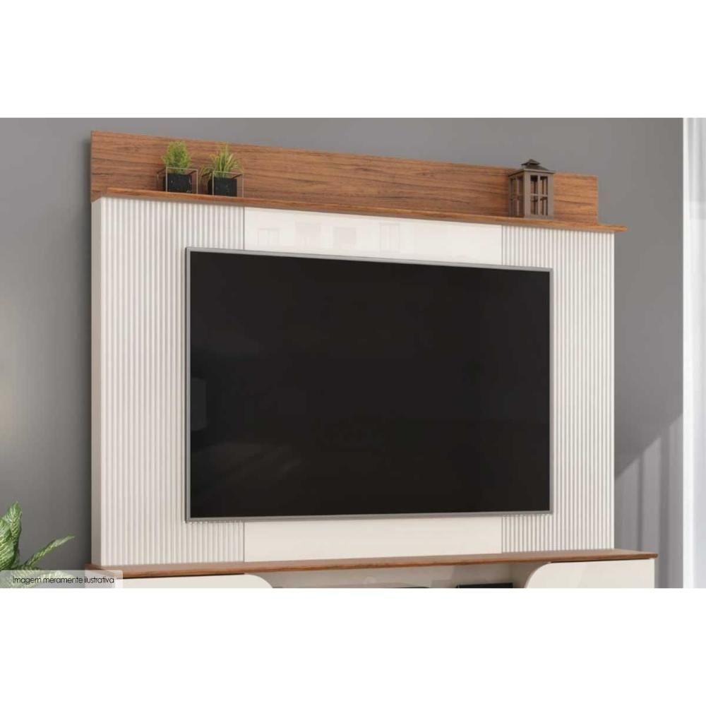 Rack Bancada C/ Painel P/ Tv Até 70 Pol Henry 2 Porta 182x184cm Off White/freijó - Dj Móveis - 4