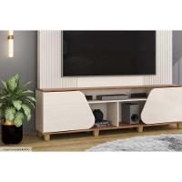 Rack Bancada C/ Painel P/ Tv Até 70 Pol Henry 2 Porta 182x184cm Off White/freijó - Dj Móveis - 5