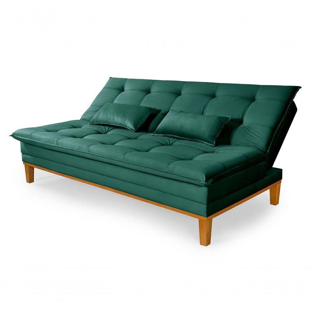 Sofá Cama Reclinável Casal 1,84m Island Suede Verde Premium - 5