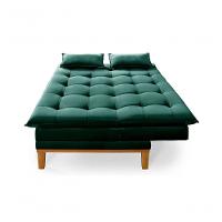 Sofá Cama Reclinável Casal 1,84m Island Suede Verde Premium - 2