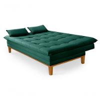 Sofá Cama Reclinável Casal 1,84m Island Suede Verde Premium - 3