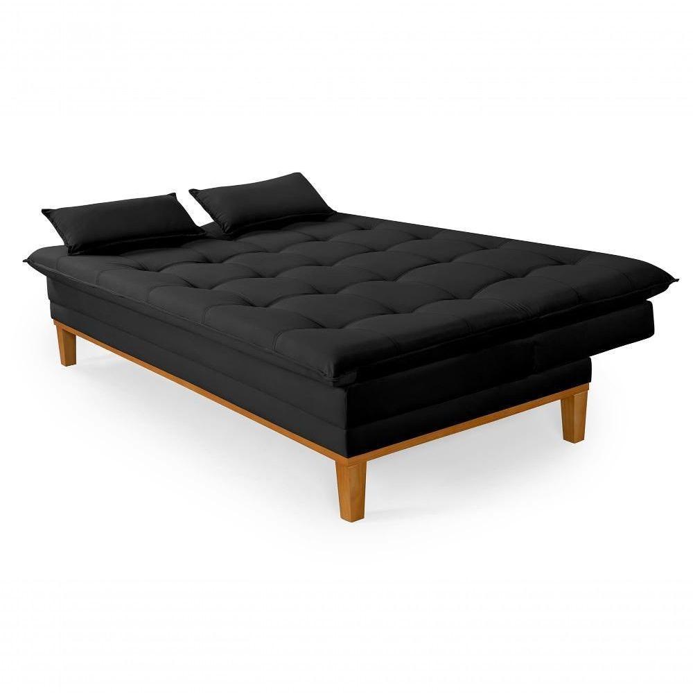 Sofá Cama Reclinável Casal 1,84m Island Suede Preto Premium - 3