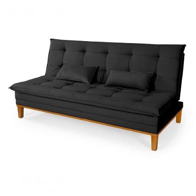 Sofá Cama Reclinável Casal 1,84m Island Suede Preto Premium