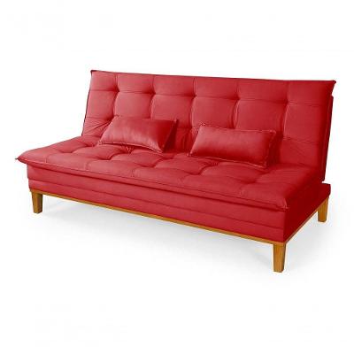 Sofá Cama Reclinável Casal 1,84m Island Suede Vermelho Premium