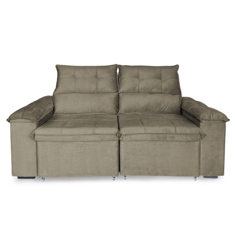 Sofá Retrátil E Reclinável 3 Lugares Verona 1,80m - élpis Móveis Veludo Cappuccino - 3