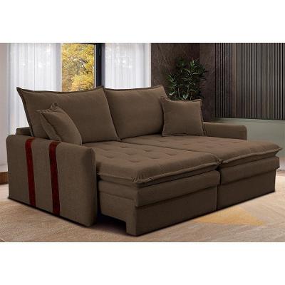 Sofá Sem Caixa Retrátil 1,80m Soft Bonnie Boucle Cama Inbox Marrom
