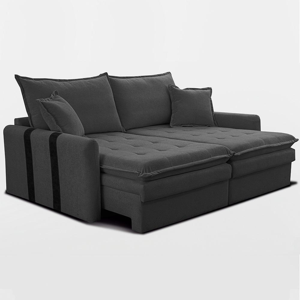 Sofá Sem Caixa Retrátil 1,80m Soft Bonnie Boucle Cama Inbox Cinza Escuro - 8