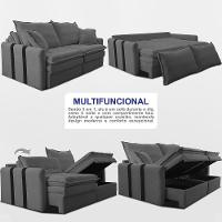 Sofá Sem Caixa Retrátil 1,80m Soft Bonnie Boucle Cama Inbox Cinza Escuro - 5