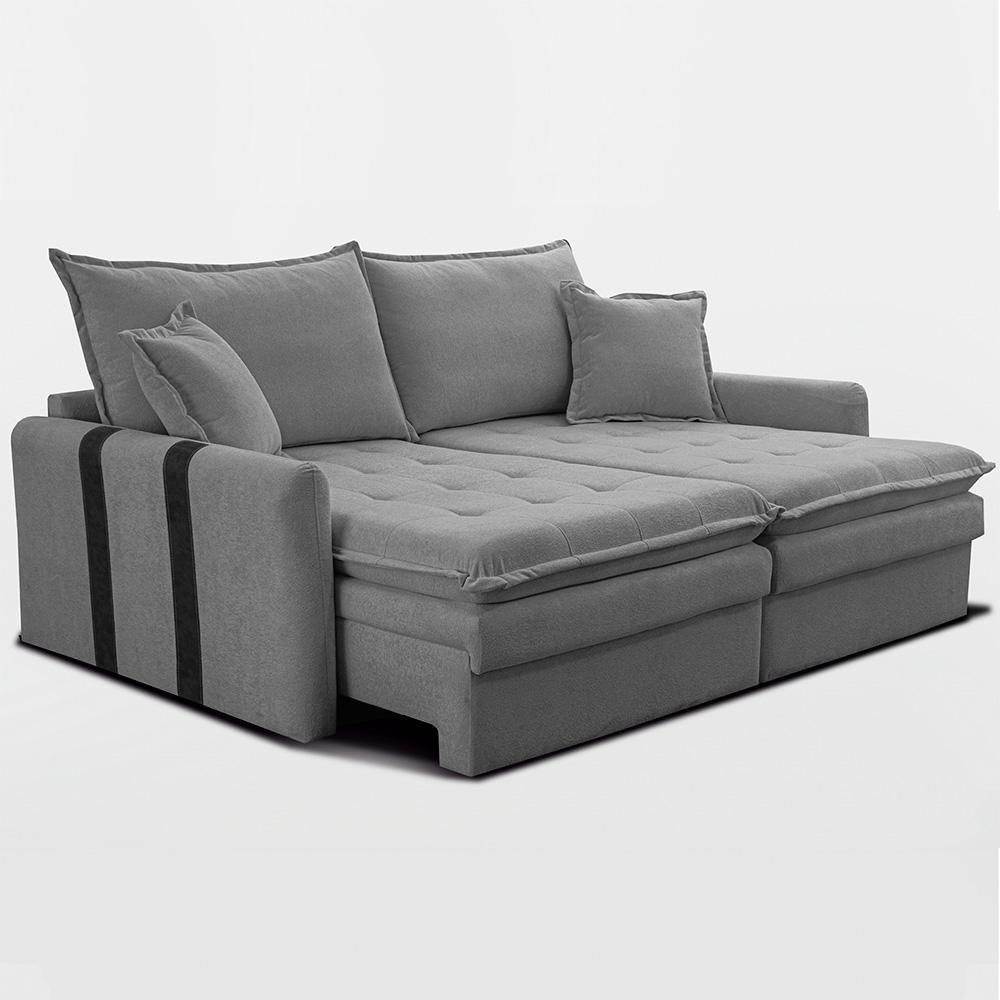 Sofá Sem Caixa Retrátil 1,80m Soft Bonnie Boucle Cama Inbox Cinza Claro - 2