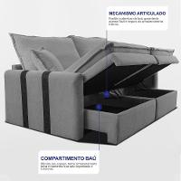Sofá Sem Caixa Retrátil 1,80m Soft Bonnie Boucle Cama Inbox Cinza Claro - 8