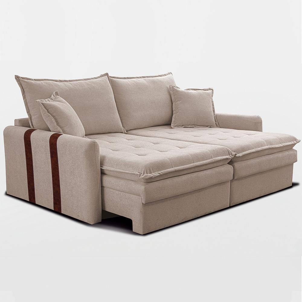 Sofá Sem Caixa Retrátil 1,60m Soft Bonnie Boucle Cama Inbox Bege Claro - 8
