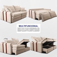 Sofá Sem Caixa Retrátil 1,60m Soft Bonnie Boucle Cama Inbox Bege Claro - 5