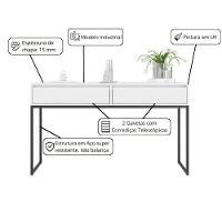 Aparador Nobre Pés Em Metal Moderno Estilo Industrial - Branco Branco - 2