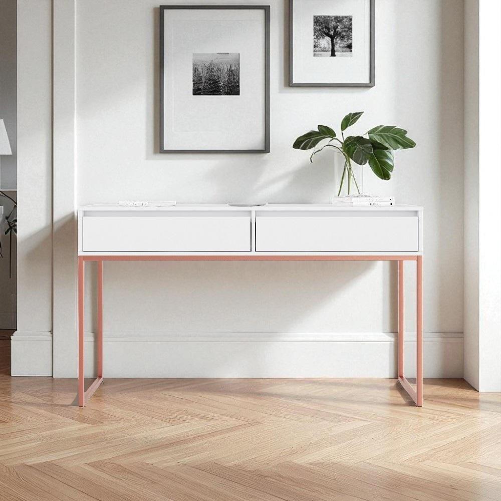 Aparador Nobre Pés Em Metal Moderno Estilo Industrial - Branco Cobre Branco Cobre - 1