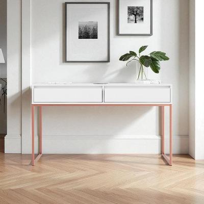 Aparador Nobre Pés Em Metal Moderno Estilo Industrial - Branco Cobre Branco Cobre