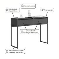 Aparador Moderno Estilo Industrial Com Base Metal 2 Gavetas - Preto Preto - 2