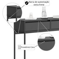 Aparador Moderno Estilo Industrial Com Base Metal 2 Gavetas - Preto Preto - 3