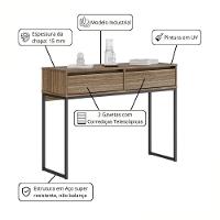 Aparador Moderno Estilo Industrial Com Base Metal 2 Gavetas - Affara Affara - 2
