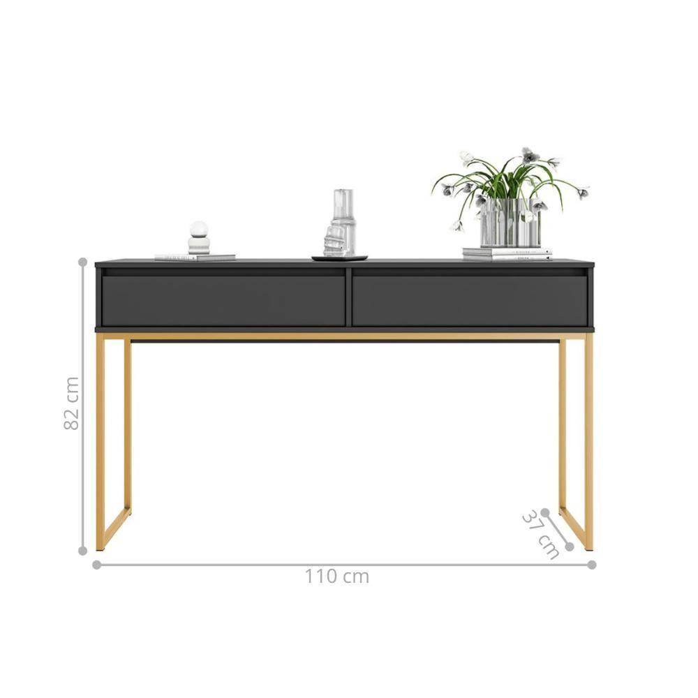 Aparador Metalic Pés Em Metal Estilo Industrial Sala Estar Preto Dourado - 4