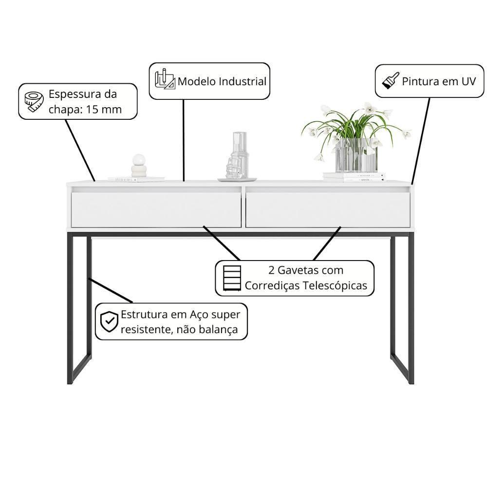 Aparador Metalic Pés Em Metal Estilo Industrial Sala Estar Branco - 2