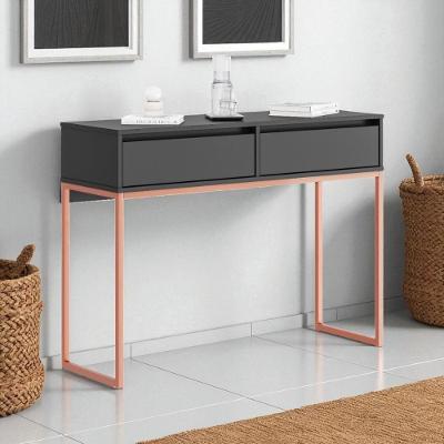 Aparador Buffet Rio 2 Gavetas Para Sala 90 Cm Preto Cobre