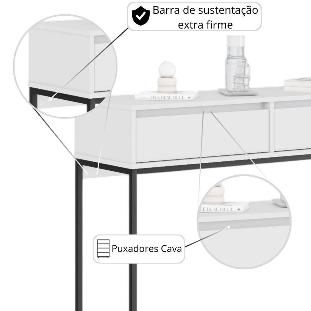 Aparador Buffet Rio 2 Gavetas Para Sala 90 Cm Branco - 5
